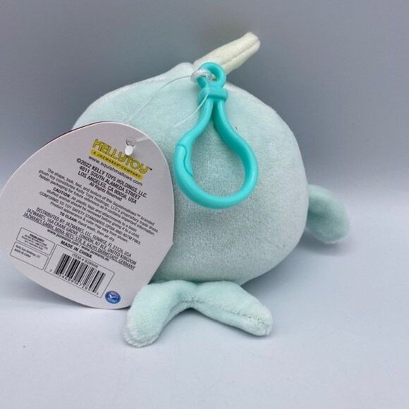 Squishmallow 3.5” Valentines Furry Belly Niema Narwhal Clip On Keychain - Picture 7 of 8